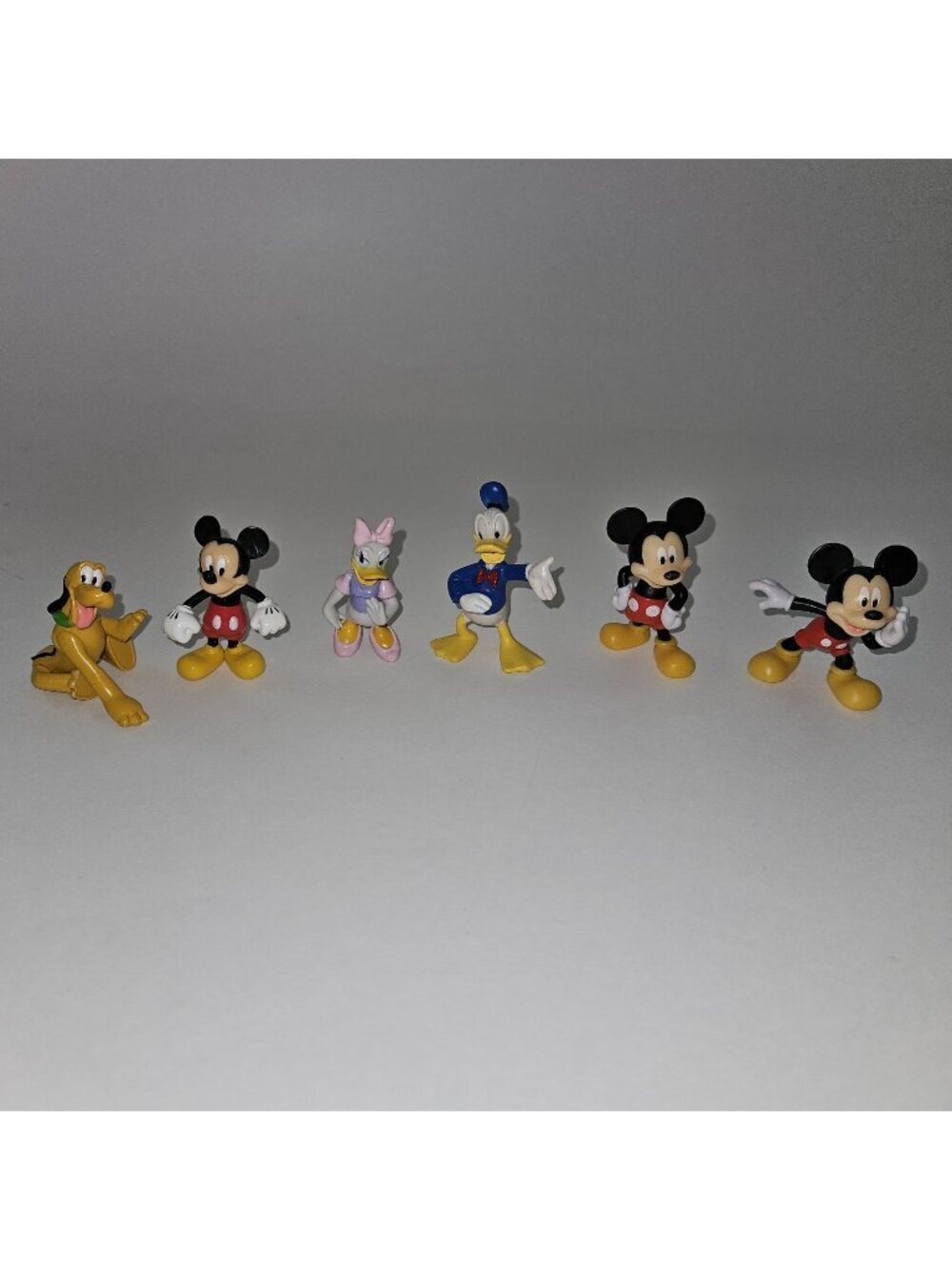 6 Disney Small Figures Mickey Mouse Daisy Donald Duck Pluto Cake Topper Toy Lot